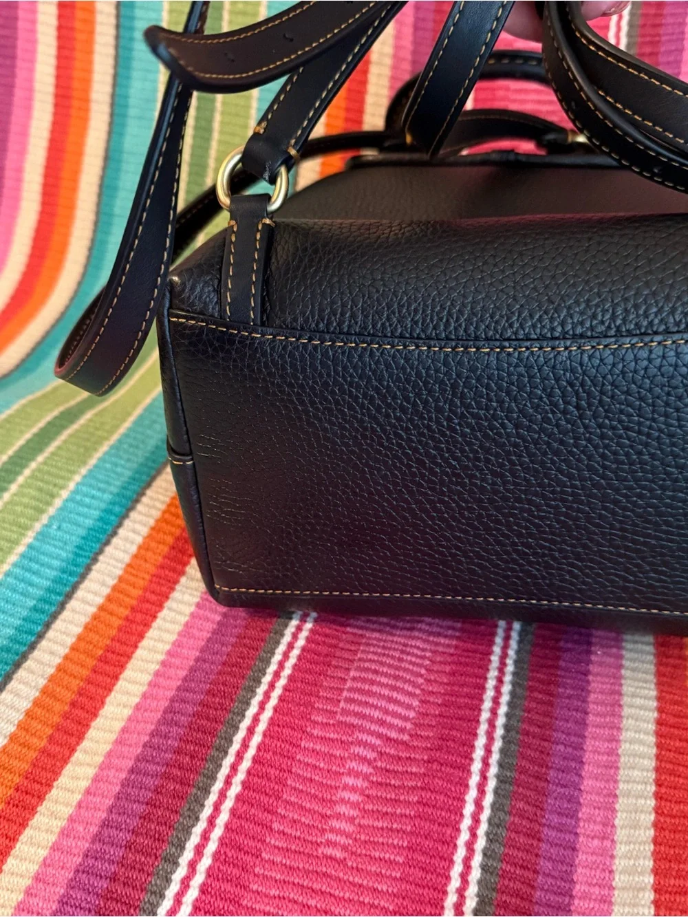 Coach Black Pebbled Leather Mini Backpack with Gold Hardware